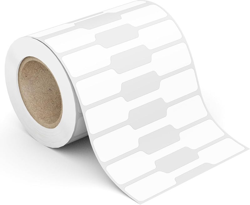 StickerTag 500 PCS Jewelry Price Tags Stickers Roll for Necklace Earring Price Identify, Self Adhesive White Blank Dumbbell Jewelry Tags Stickers for Bracelet, Ring, Clothing Display - Image 1
